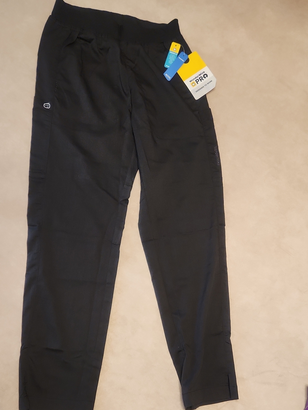 NWT WonderWink Women's Black Cargo Scrub Pant